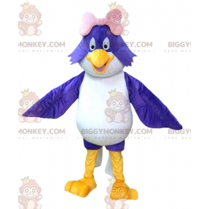 Costume de mascotte BIGGYMONKEY™ de gros oiseau bleu et blanc