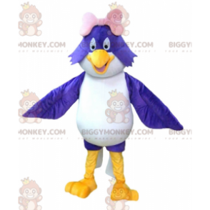 BIGGYMONKEY™ Mascot Costume Big Blue and White Bird with Pink