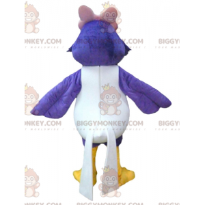BIGGYMONKEY™ maskotkostume Stor blå og hvid fugl med lyserød