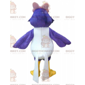 Στολή μασκότ BIGGYMONKEY™ Big Blue and White Bird με ροζ φιόγκο