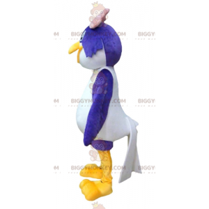 BIGGYMONKEY™ Mascot Costume Big Blue and White Bird with Pink