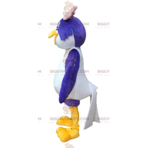 BIGGYMONKEY™ Mascot Costume Big Blue and White Bird with Pink