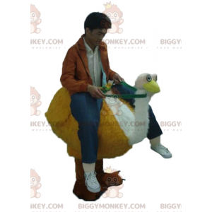 Costume de mascotte BIGGYMONKEY™ d'autruche orange et blanche