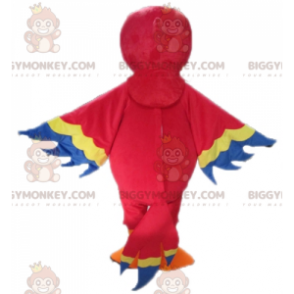 Traje de mascote de papagaio gigante vermelho amarelo e azul BIGGYMONKEY™ - Animais da selva - BiggyMonkey.com