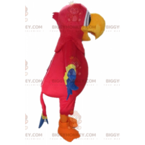 Traje de mascote de papagaio gigante vermelho amarelo e azul BIGGYMONKEY™ - Animais da selva - BiggyMonkey.com