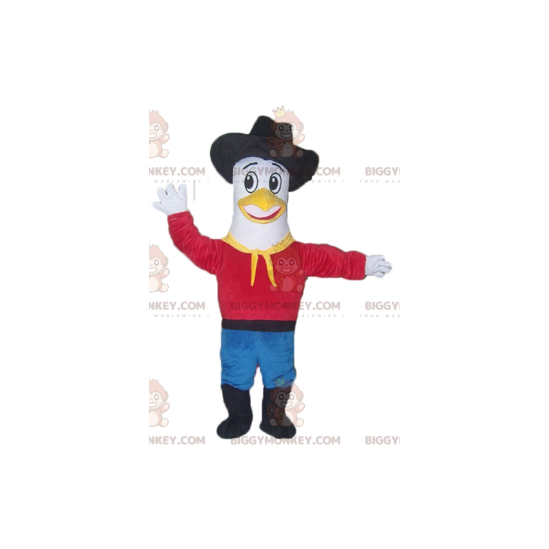 BIGGYMONKEY™ Pigeon Seagull -maskottiasu Cowboy-asussa - BIGGYMONKEY™ Pigeon Seagull -maskottiasu Cowboy-asussa -
