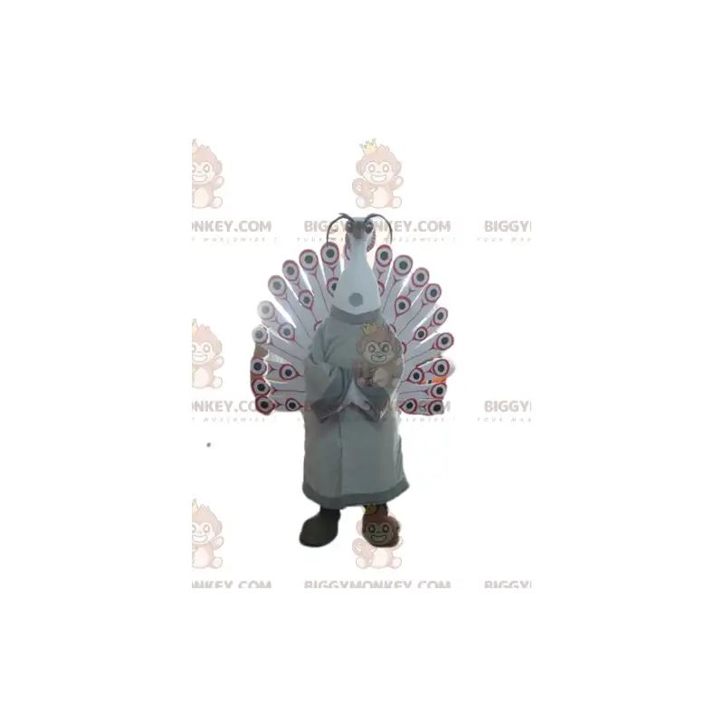 Sød påfugl beige hvid rød og sort BIGGYMONKEY™ maskot kostume - Sød påfugl beige hvid rød og sort BIGGYMONKEY™ maskot kostume -