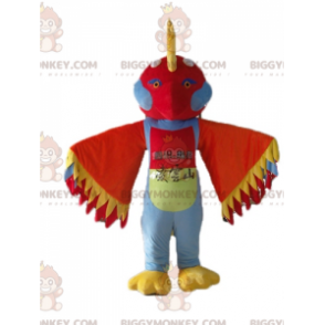 BIGGYMONKEY™ Mascot Costume Multicolor Bird with Feathers on