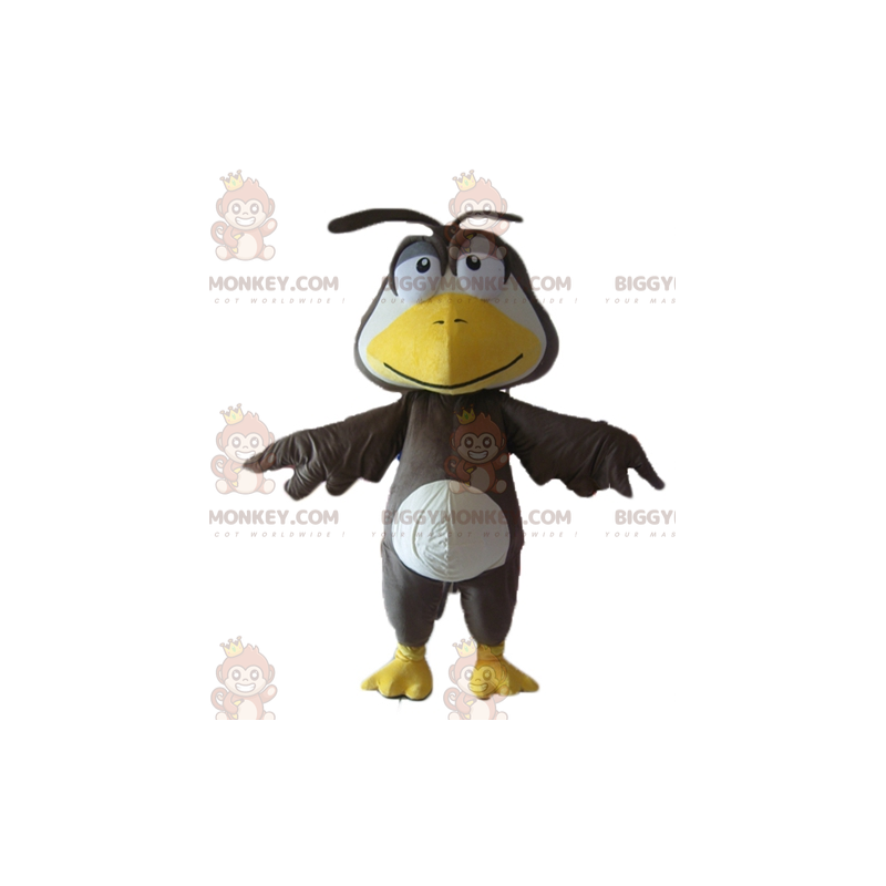 Traje de mascote BIGGYMONKEY™ Big Baby Bird preto branco e Traje de mascote BIGGYMONKEY™ Big Baby Bird preto branco e