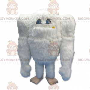 BIGGYMONKEY™ stort lodnet hvidt Yeti-maskotkostume -