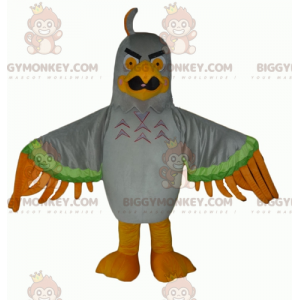 BIGGYMONKEY™ Evil Looking Gray Green and Orange Eagle Mascot