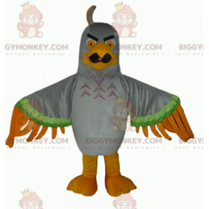  BIGGYMONKEY™ Costume da mascotte Aquila grigio verde e arancione dall'aspetto malvagio - BiggyMonkey.com