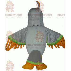 BIGGYMONKEY™ Evil Looking Gray Green and Orange Eagle Mascot