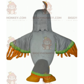  BIGGYMONKEY™ Costume da mascotte Aquila grigio verde e arancione dall'aspetto malvagio - BiggyMonkey.com