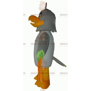  BIGGYMONKEY™ Costume da mascotte Aquila grigio verde e arancione dall'aspetto malvagio - BiggyMonkey.com