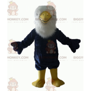 Kaikki karvainen sininen valkoinen ja keltainen kotka BIGGYMONKEY™ maskotti puku - Lintu maskotti - BiggyMonkey.com