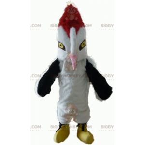 Costume de mascotte BIGGYMONKEY™ de bel oiseau blanc noir et