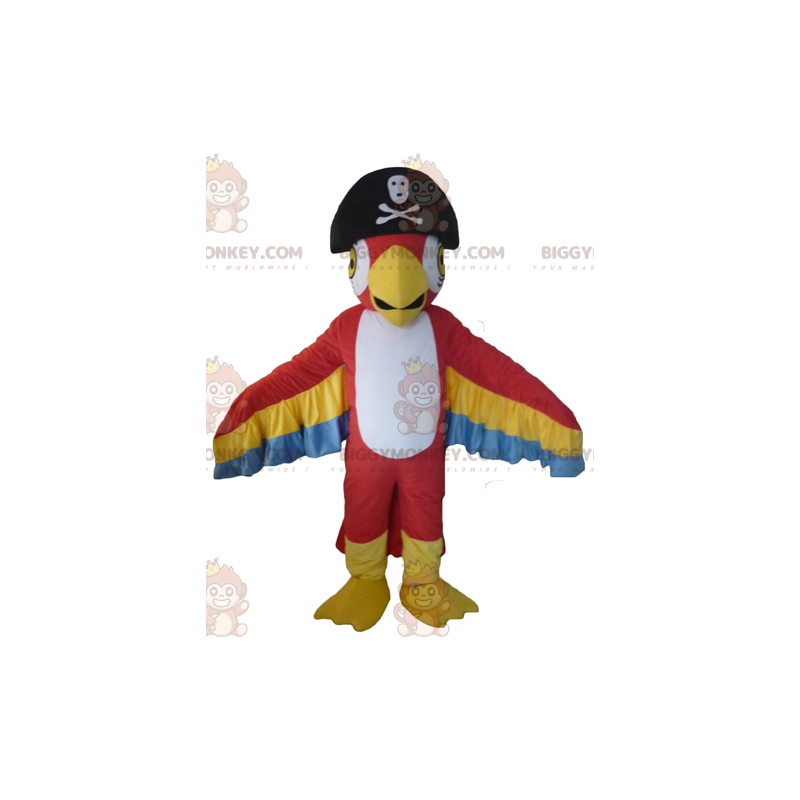 BIGGYMONKEY™ Maskotkostume Trefarvet papegøje med pirathat - BIGGYMONKEY™ Maskotkostume Trefarvet papegøje med pirathat -