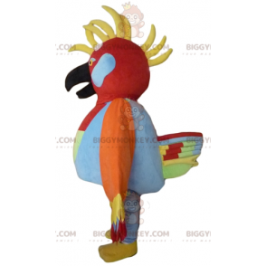 Traje de mascote BIGGYMONKEY™ pássaro multicolorido com penas