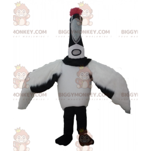BIGGYMONKEY™ Big Bird zwart-wit trekvogel mascotte kostuum -