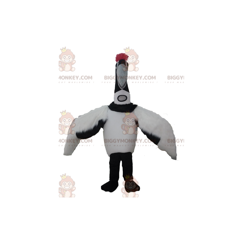 BIGGYMONKEY™ Big Bird Black and White Migratory Bird Mascot