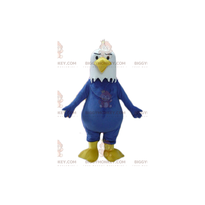 BIGGYMONKEY™ jätte fyllig vit och gul blå örnmaskotdräkt - BIGGYMONKEY™ jätte fyllig vit och gul blå örnmaskotdräkt -
