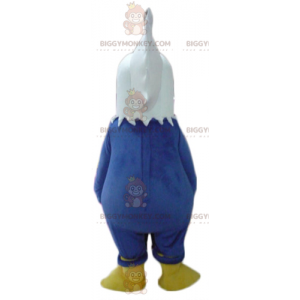 BIGGYMONKEY™ Kæmpe fyldig hvid og gul blå ørnemaskotkostume -