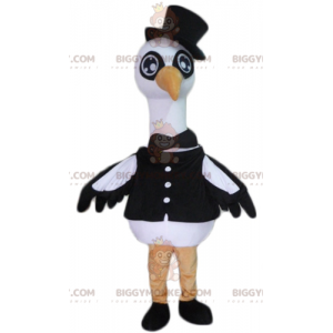 Costume mascotte BIGGYMONKEY™ Big Bird Cicogna in bianco e nero