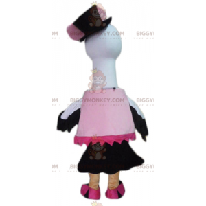 Traje de mascote preto e branco Big Bird Stork Swan