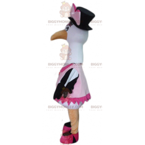 Mustavalkoinen Big Bird Stork Swan BIGGYMONKEY™ maskottiasu - Eläinten maskotit - BIGGYMONKEY_02655 - BiggyMonkey.com