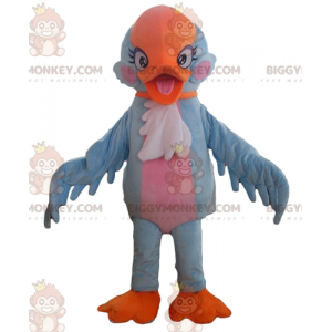 Costume de mascotte BIGGYMONKEY™ d'oiseau bleu orange et rose