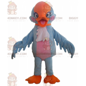 Disfraz de mascota BIGGYMONKEY™ de pájaro azul, naranja y rosa