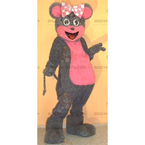 Graues und rosa Maus BIGGYMONKEY™ Maskottchenkostüm