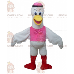Big White Bird Ooievaarszwaan BIGGYMONKEY™ Mascottekostuum -