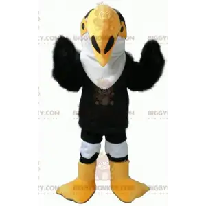 BIGGYMONKEY™ Sort hvid og gul papegøje tukan maskot kostume -
