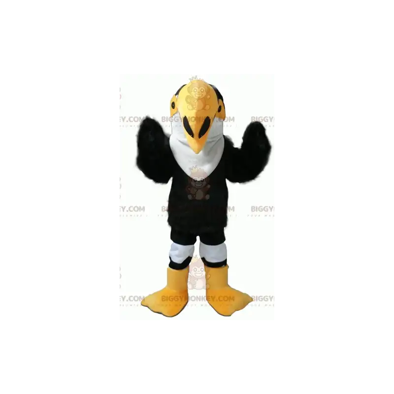 BIGGYMONKEY™ Sort hvid og gul papegøje tukan maskot kostume - BIGGYMONKEY™ Sort hvid og gul papegøje tukan maskot kostume -