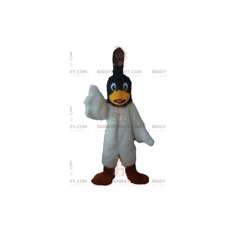 BIGGYMONKEY™ Mascot Costume of Black and White Bird with Crest