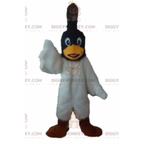 BIGGYMONKEY™ maskotkostume af sort og hvid fugl med våbenskjold