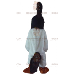 BIGGYMONKEY™ Mascot Costume of Black and White Bird with Crest