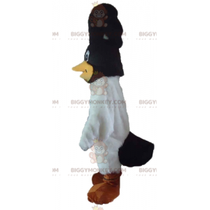 BIGGYMONKEY™ Mascot Costume of Black and White Bird with Crest