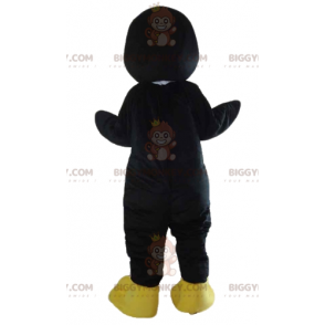 Penguin sort hvid og gul fugl BIGGYMONKEY™ maskot kostume -