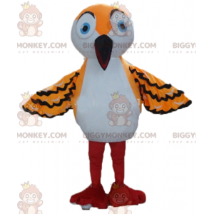 BIGGYMONKEY™ maskotkostume Orange hvid og sort fugl med langt