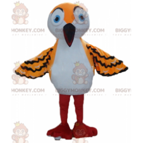 Kostým maskota BIGGYMONKEY™ oranžově bílý a černý pták s