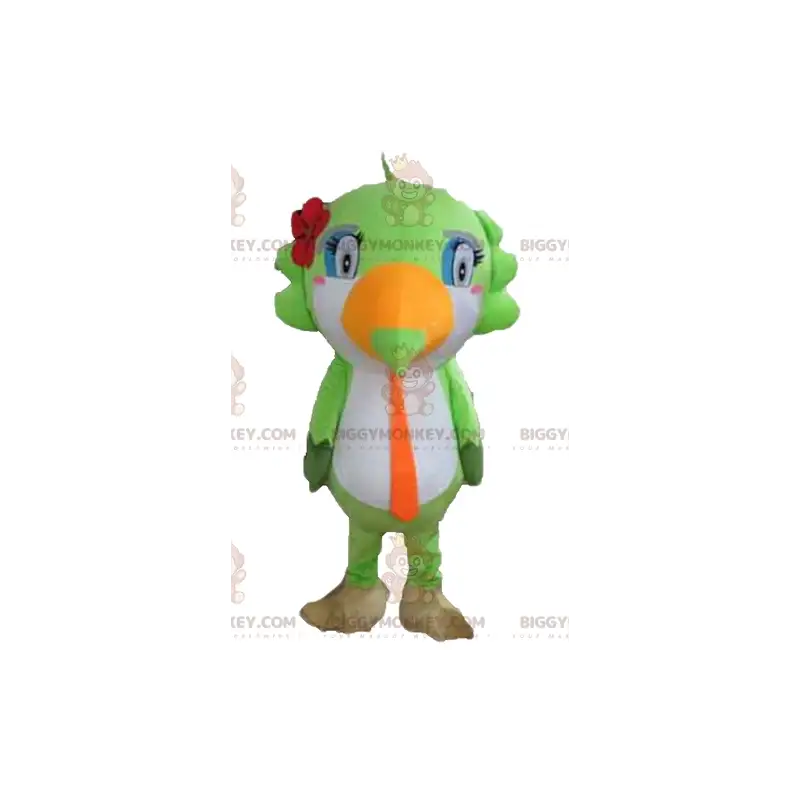 BIGGYMONKEY™ Grün-weiß-orange Tukan-Papagei-Maskottchen-Kostüm BIGGYMONKEY™ Grün-weiß-orange Tukan-Papagei-Maskottchen-Kostüm