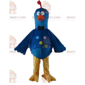 BIGGYMONKEY™ Blauw Geel Oranje Duif Vogel Mascotte Kostuum -