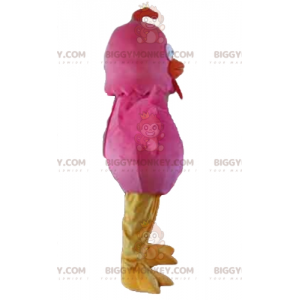 BIGGYMONKEY™ Giant Hen Pink Red and Yellow Bird Mascot Costume - Animal Mascots - BIGGYMONKEY_02674 - BiggyMonkey.com