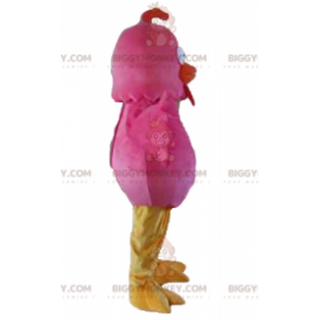 BIGGYMONKEY™ Giant Hen Pink Red and Yellow Bird Mascot Costume