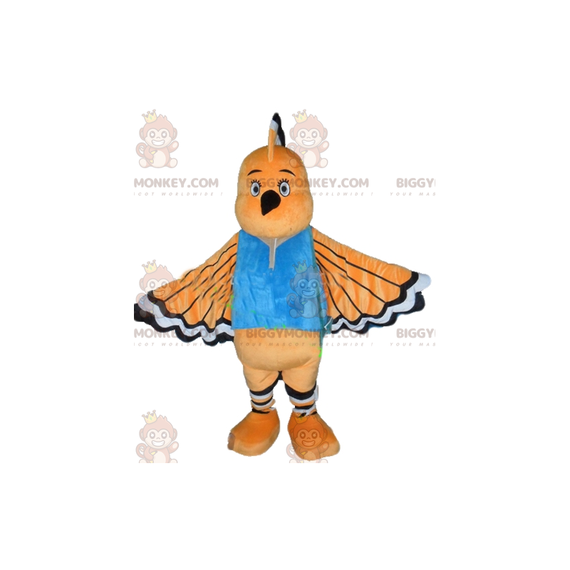 Disfraz de mascota BIGGYMONKEY™ Pájaro naranja, blanco y negro Disfraz de mascota BIGGYMONKEY™ Pájaro naranja, blanco y negro