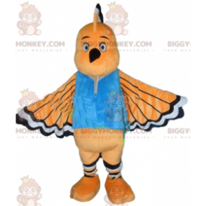 BIGGYMONKEY™ maskottiasu, oranssi valkoinen ja musta lintu