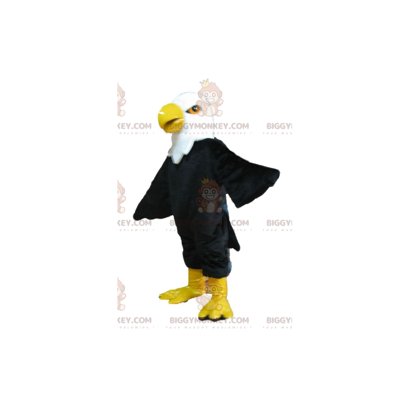 Costume da mascotte BIGGYMONKEY™ da aquila gigante nera, bianca